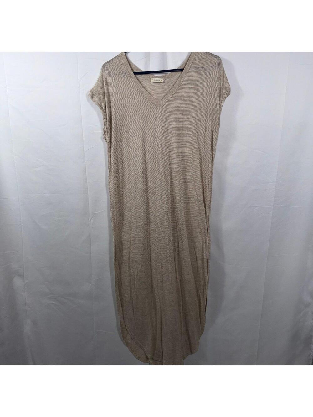 Crescent Beige Striped Maxi Dress Size Large